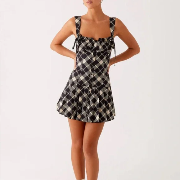 Peppermayo Exclusive - Tuni Mini Dress - Taupe Check - Picture 7 of 8